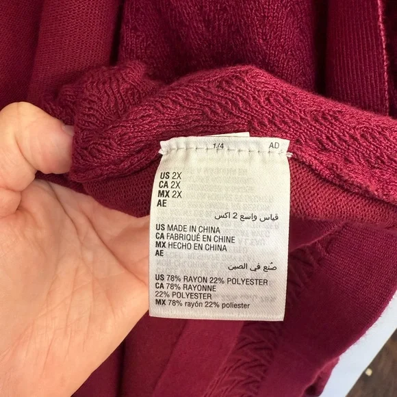 Karen Scott Core Cardigan Open Front Merlot Womens Size 2X NWT Fall Workwear - Picture 3 of 10